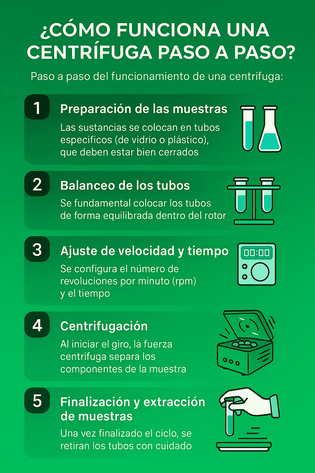 infografia de como funciona una centrifuga de laboratorio