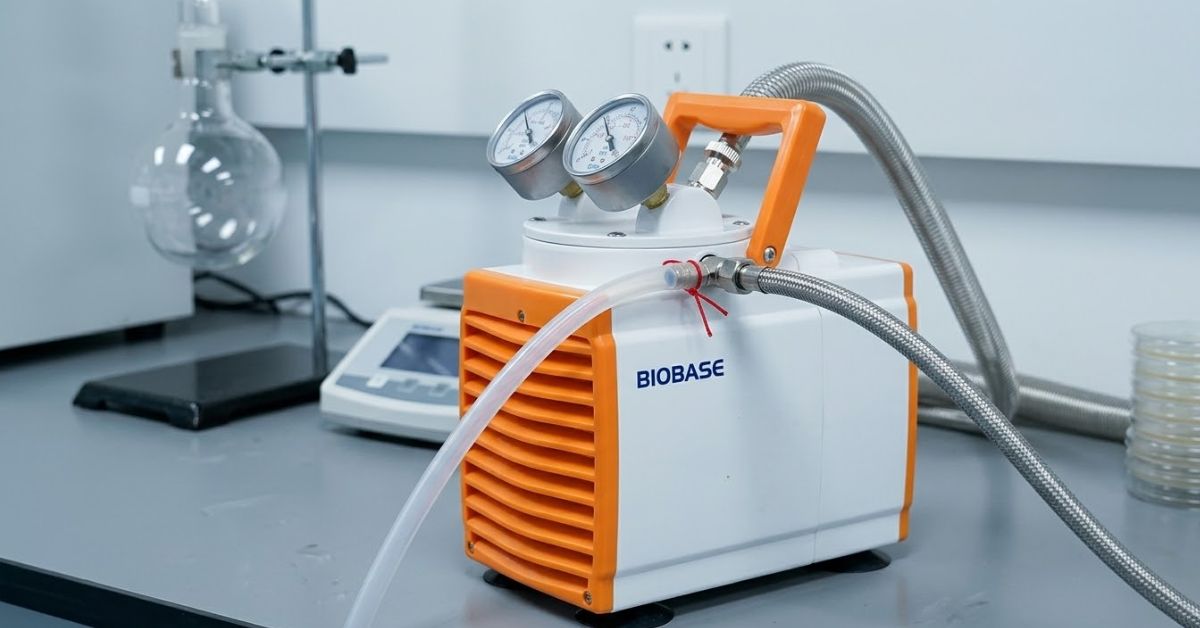 bomba de vacío para laboratorio en uso