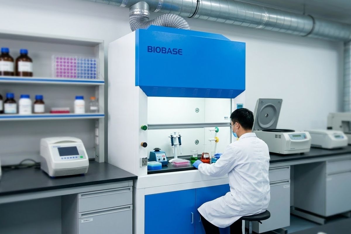 campana extractora laboratorio en uso