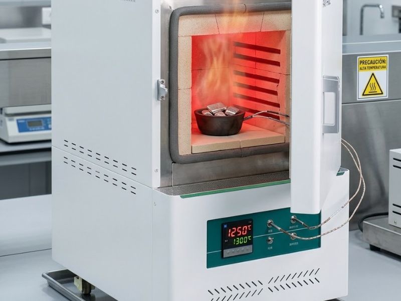 Proceso de como fundir aluminio en laboratorio utilizando equipo especializado, mostrando control de temperatura en entorno seguro sin personas