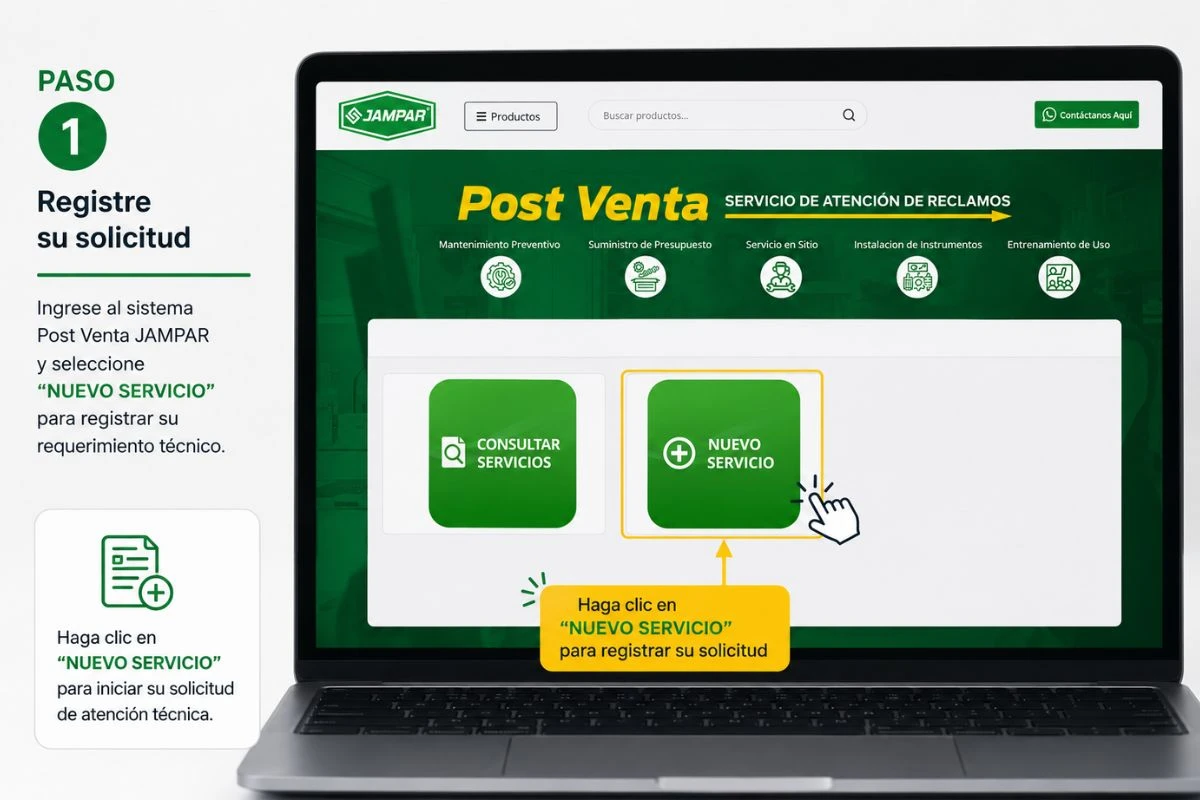 Acceso al sistema de Post Venta JAMPAR desde la página web oficial.