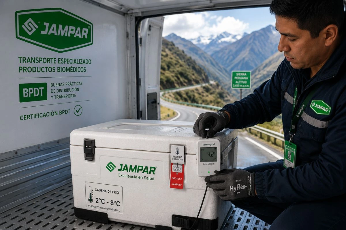 JAMPAR cuenta con certificaciones BPA y BPDT que respaldan las Buenas Prácticas de Almacenamiento, Distribución y Transporte de productos biomédicos, garantizando cadena de frío, trazabilidad y control de calidad.