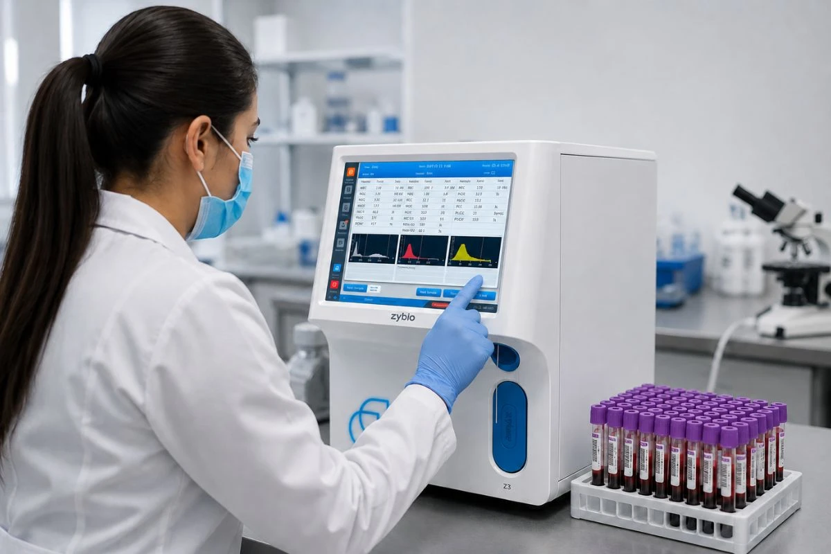 Control de calidad en hematología mediante analizador hematológico y monitoreo de muestras en laboratorio clínico